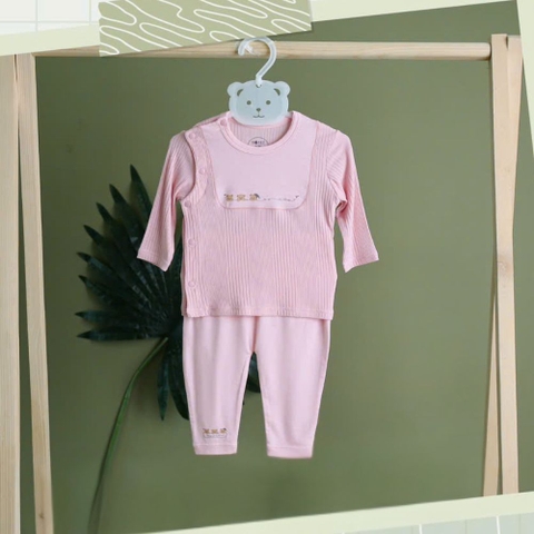 Bộ sơ sinh Hrnee dài cài chéo mix Modal cho bé