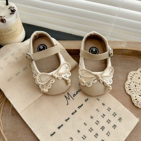 Giày búp bê tập đi nơ buộc dây cổ điển cho bé