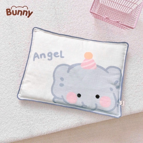 Gối xô mỏng muslin Bunny hạt đậu họa tiết hoạt hình