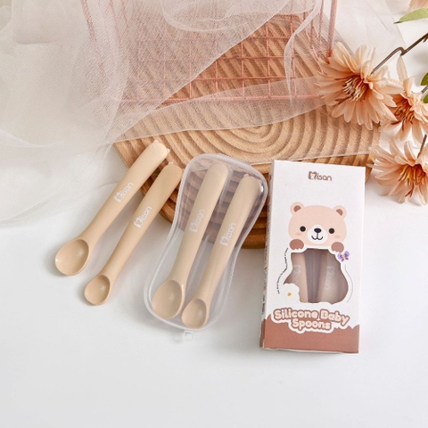 Misan Set 2 thìa silicon cho bé ăn dặm