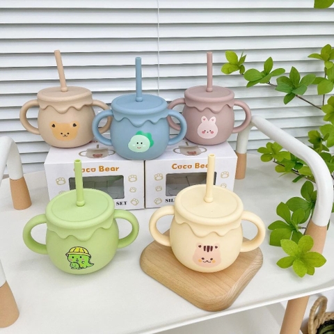 Cốc tập hút silicon Cocobear 1 nắp cho bé