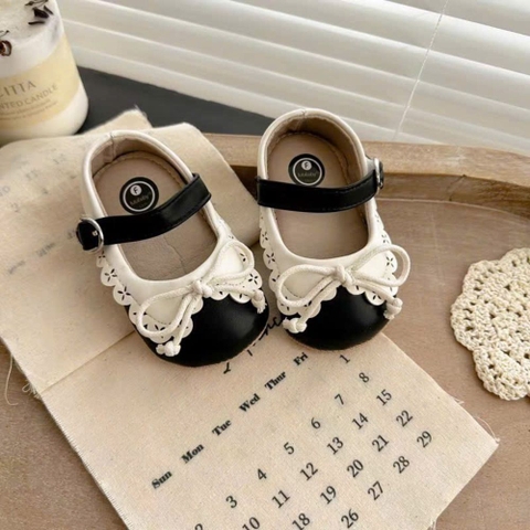 Giày búp bê tập đi nơ buộc dây cổ điển cho bé