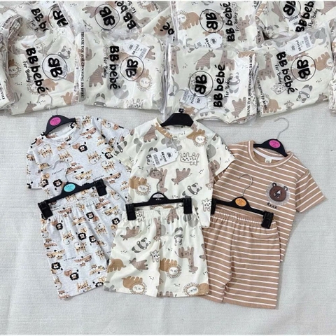 Bộ cộc tay cotton họa tiết động vật cho bé trai