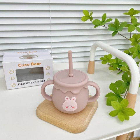 Cốc tập hút silicon Cocobear 1 nắp cho bé
