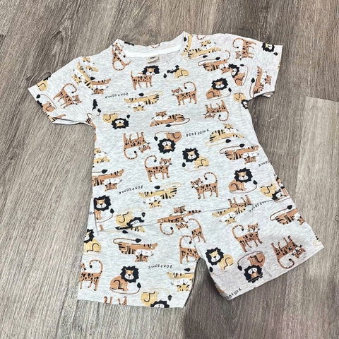 Bộ cộc tay cotton họa tiết động vật cho bé trai