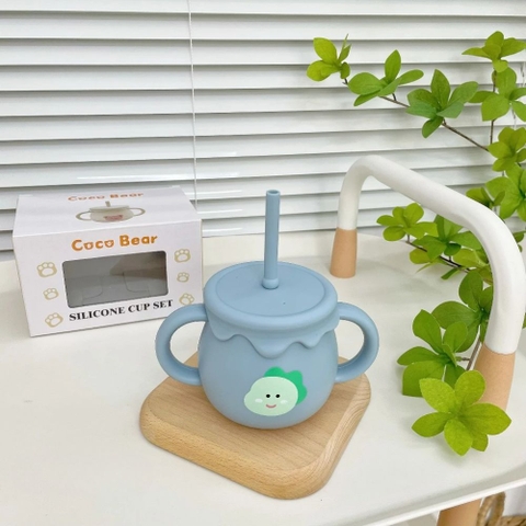 Cốc tập hút silicon Cocobear 1 nắp cho bé
