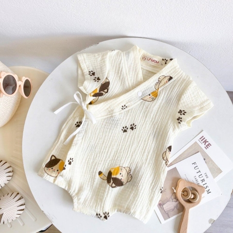 Bộ kimono cộc tay LP mom chất xô musilin