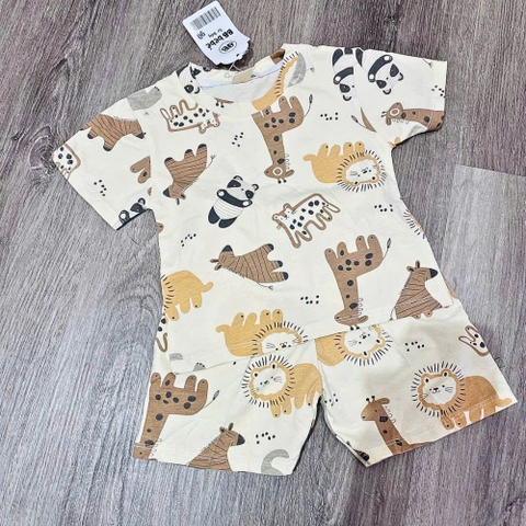 Bộ cộc tay cotton họa tiết động vật cho bé trai