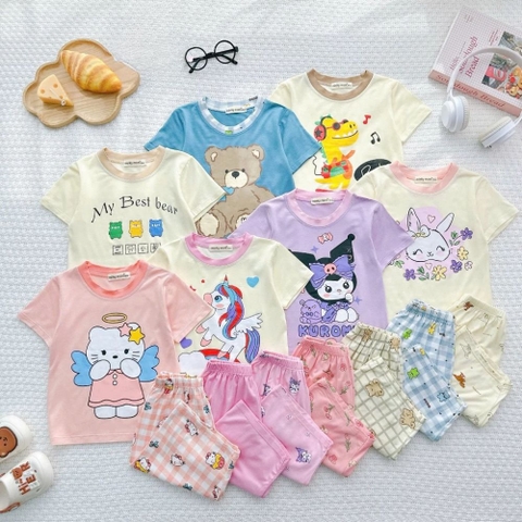 Bộ tay ngắn quần lửng thun lạnh Minkymom in hình cho bé