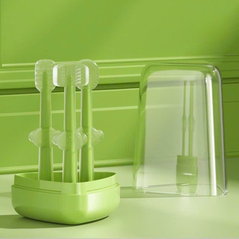 Set hộp 3 bàn chải đánh răng silicone 3 giai đoạn cho bé từ 0-18M