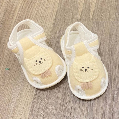 Giày vải tập đi đế mềm in hình mèo cho bé