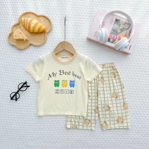 Bộ tay ngắn quần lửng thun lạnh Minkymom in hình cho bé