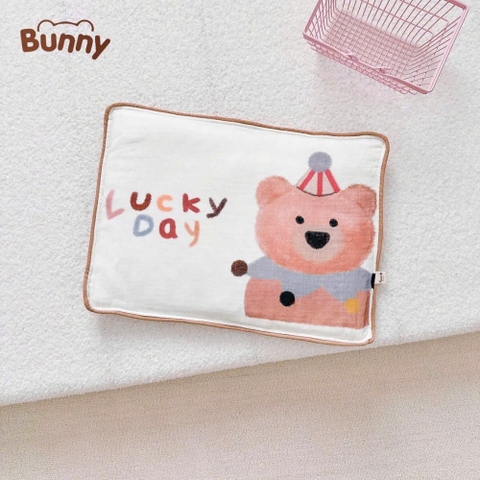 Gối xô mỏng muslin Bunny hạt đậu họa tiết hoạt hình