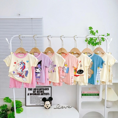 Bộ tay ngắn quần lửng thun lạnh Minkymom in hình cho bé