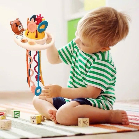 Đồ chơi dây rút gặm nứu đa năng 5in1 Finger Toys cho bé
