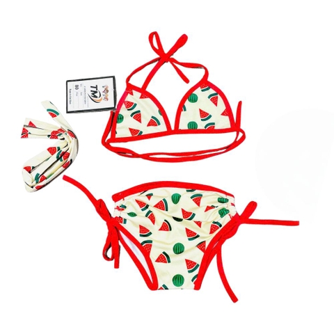 Đồ bơi bikini 2 mảnh họa tiết dưa hấu cho bé