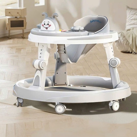Xe tròn tập đi Babywalker hình mặt cười có tay đẩy cho bé