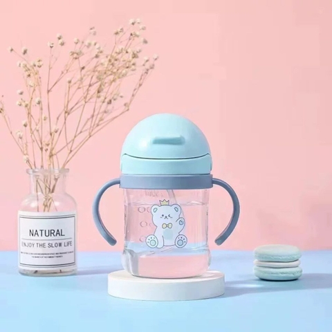 Bình nước nắp bật tròn in hình thú đáng yêu