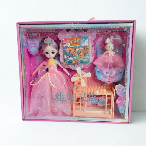 Hộp đồ chơi búp bê giường kèm sticker cho bé