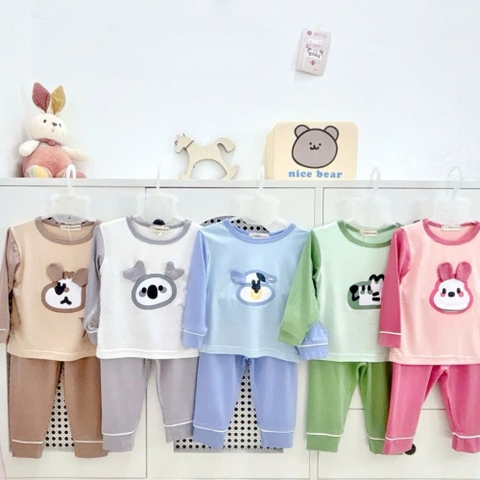 Bộ tay dài quần dài Dokiimi hình động vật 3D phối viền