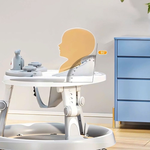 Xe tròn tập đi Babywalker hình mặt cười có tay đẩy cho bé