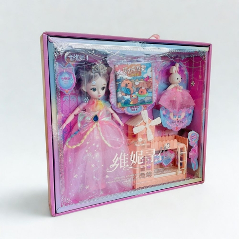 Hộp đồ chơi búp bê giường kèm sticker cho bé