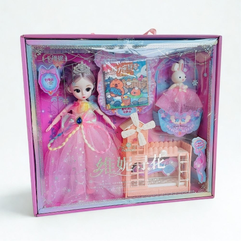 Hộp đồ chơi búp bê giường kèm sticker cho bé