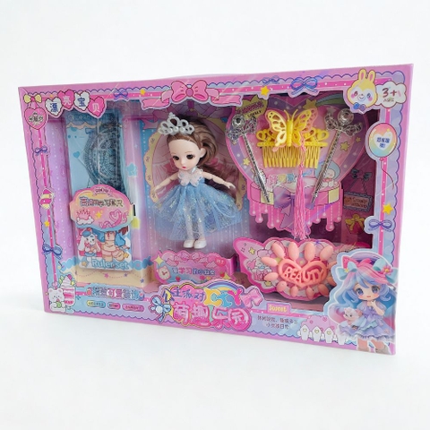 Hộp búp bê kèm phụ kiện và thước kẻ cho bé