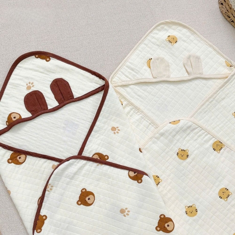 Ủ choàng xô trần hàn tai gấu Lucky cho bé