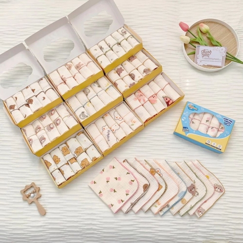Set 5 khăn sữa xô muslin 2 lớp Bebezoo họa tiết
