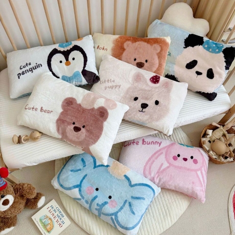 Gối nỉ nhung hạt đậu hình động vật cho bé