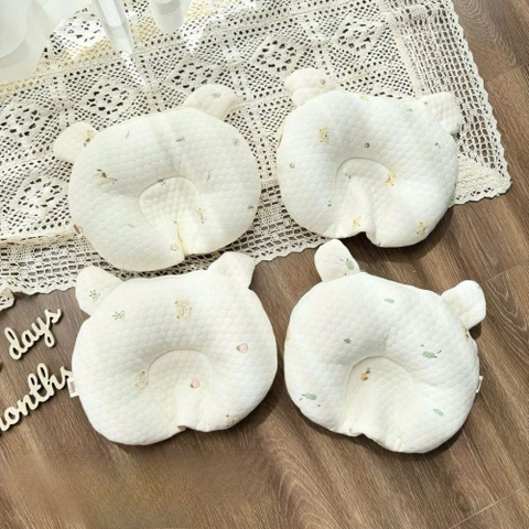 Gối lõm tai gấu xốp trần bông chống bẹt đầu Win cho bé