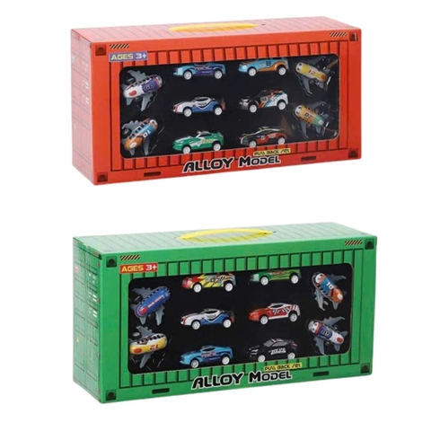 Hộp container mô hình xe và máy bay kim loại mini