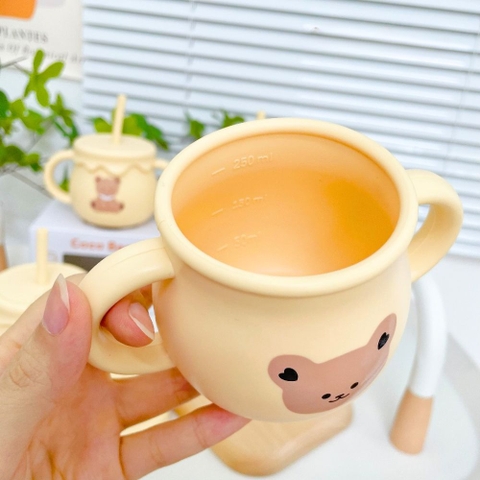 Cốc tập hút silicon Cocobear 2 nắp cho bé