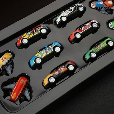 Hộp container mô hình xe và máy bay kim loại mini