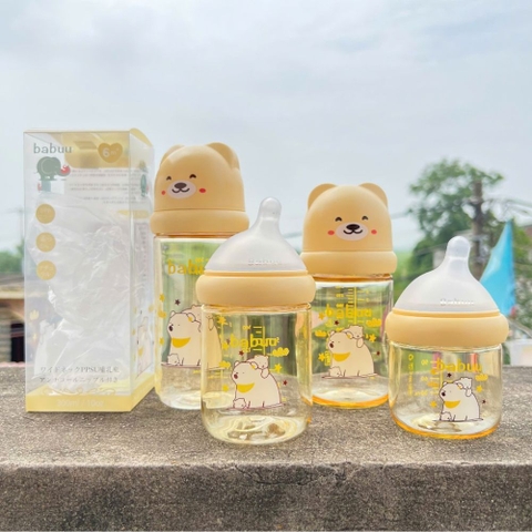 Bình sữa PPSU Babuu nắp hình thú cho bé