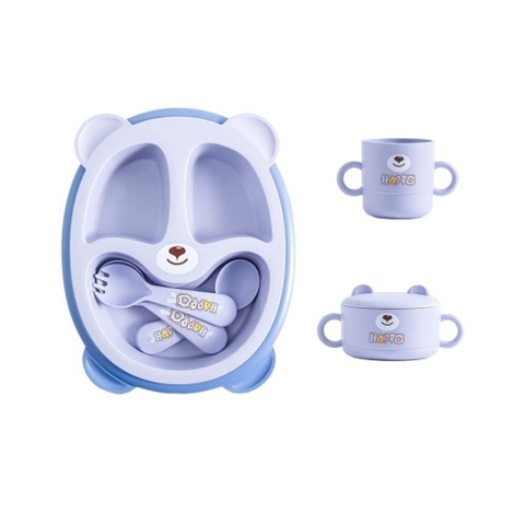 Bộ khay ăn dặm kèm bát ly thìa nĩa Happo cho bé