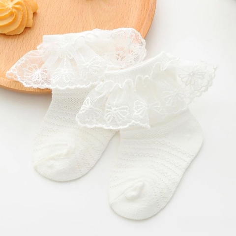 Tất vớ ren lưới kẻ ngang cho bé