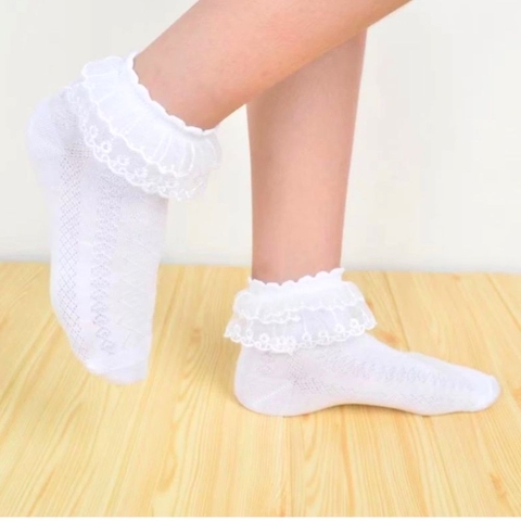 Vớ cổ ngắn phối ren cho bé