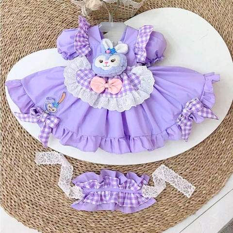 Váy lolita hình thỏ phối caro cho bé