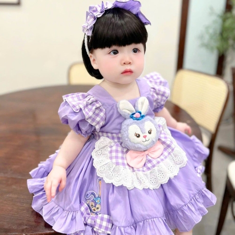 Váy lolita hình thỏ phối caro cho bé