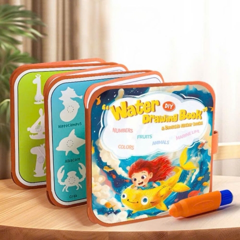 Sách tô màu nước ma thuật kèm dán 2in1 cho bé