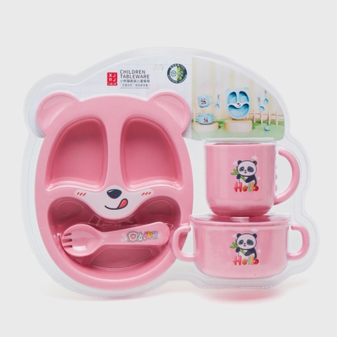 Bộ khay ăn dặm kèm bát ly thìa nĩa Happo cho bé