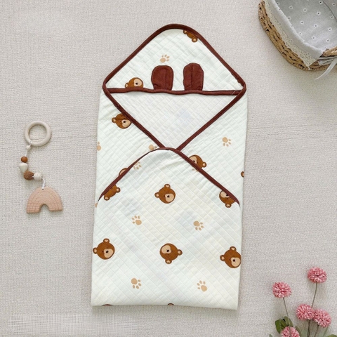 Ủ choàng xô trần hàn tai gấu Lucky cho bé