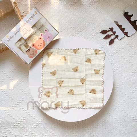 Hộp 6 khăn sữa muslin organic 2 lớp Morry cho bé
