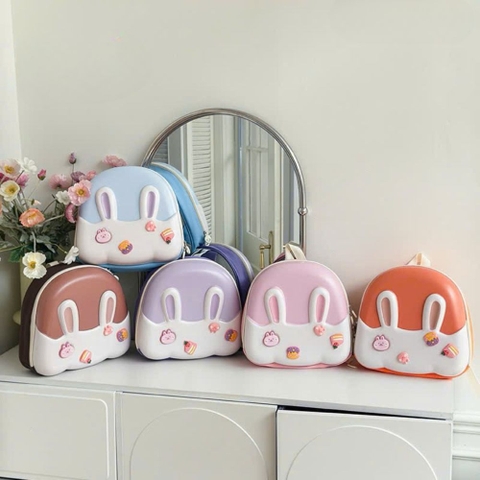 Ba lô nhựa chống thấm hình thỏ màu patel cho bé