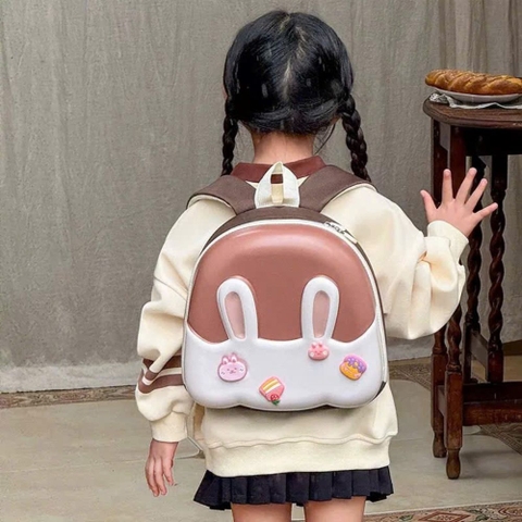 Ba lô nhựa chống thấm hình thỏ màu patel cho bé