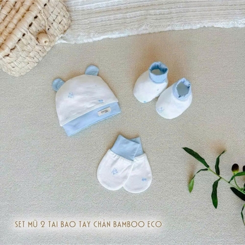 Set BTBC kèm mũ tai gấu Boona in họa tiết cho bé