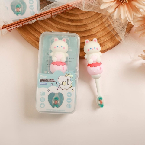 Bàn chải đánh răng Misan lông tơ hình thú kèm hộp cho bé 1Y+