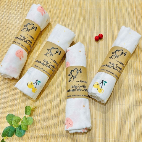 Khăn tắm cuộn sợi tre Muslin Swaddle cho bé